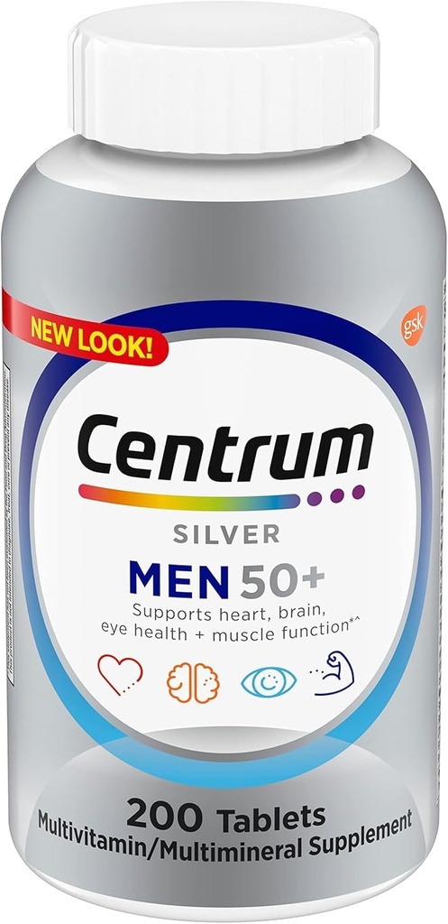 Centrum Silver Men (200 Počet) Multivitamin / víceminerální doplněk Tablet, Vitamin D3