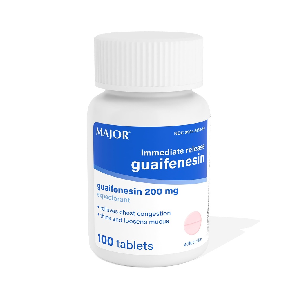 Hlavní okamžité uvolnění guaifeesin - Uvolňuje kongestion hrudníku, tenké a loosens Mucus - 200 mg - 100 tablet