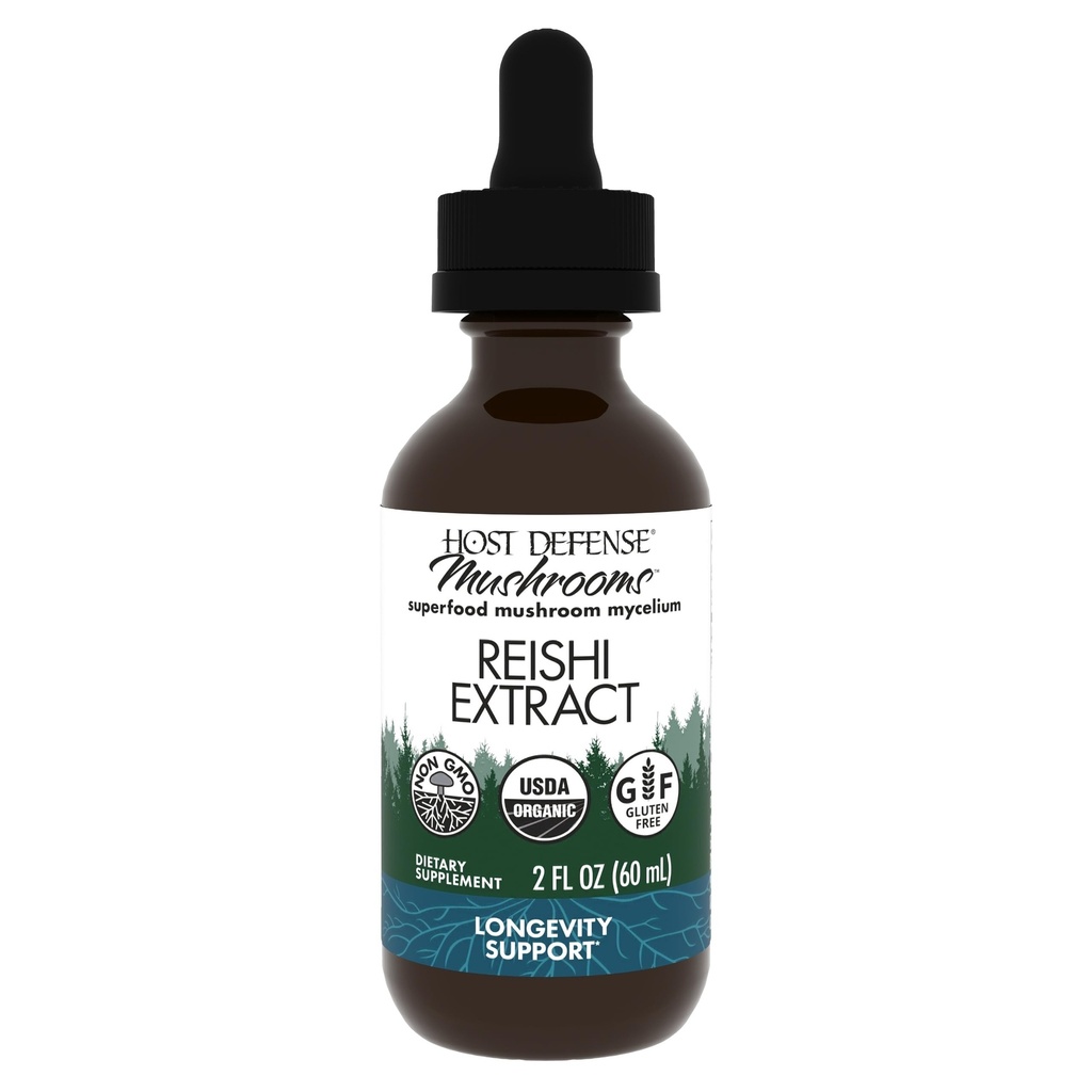 Hostitel Defense Reishi Extract - Heart & Imunitary Health Supplement - Houbový dodatek pro podporu energie a vitality - Reishi dodatek k celkové podpoře Well- Being - 2 fl oz (60 Servings) *