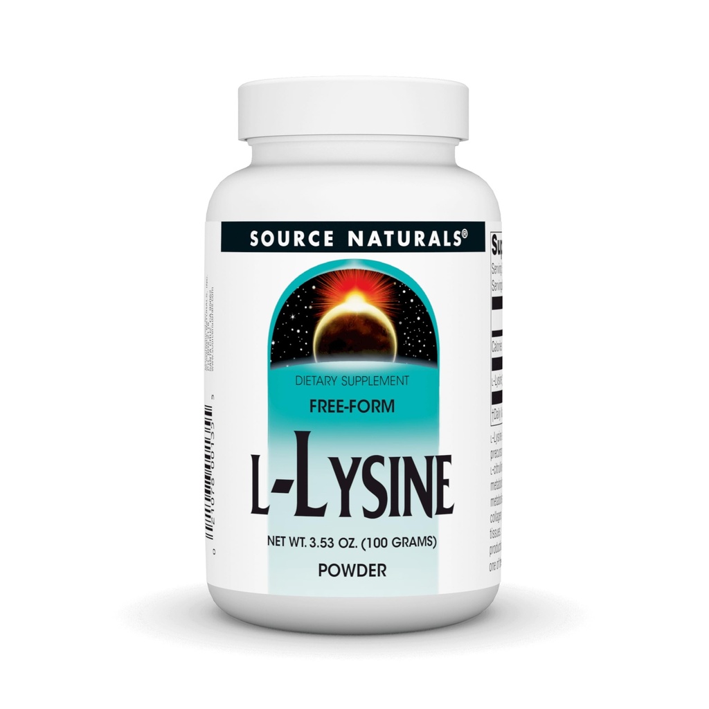 Zdroj Naturals L-Lysin Volný formulář Powder-Amino Acid dodatek podporuje energetickou tvorbu a kolagen * - 100 gramů