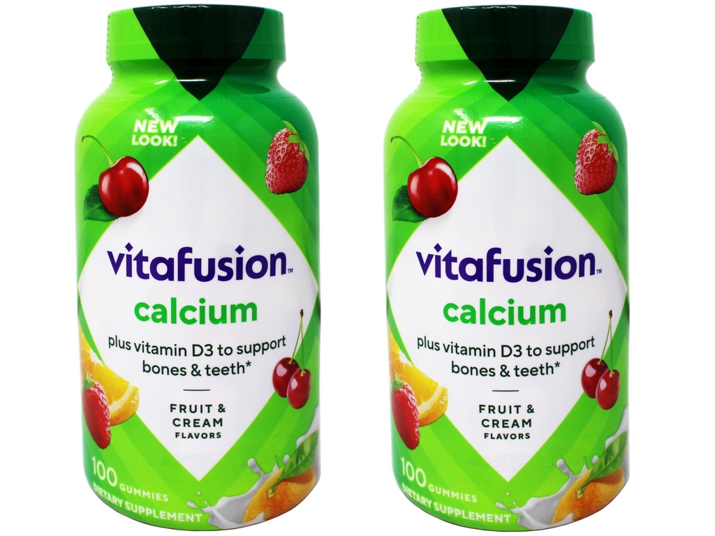 VitaFusion vápník 500 mg dodatek stravy Gummies přírodní ovoce a smetanové příchutě - 100 ct, balení po 2 ks