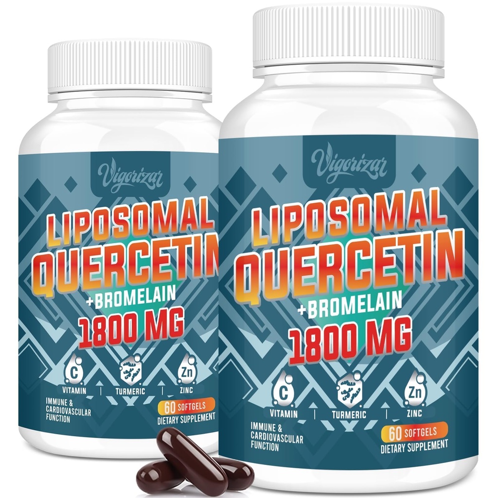 Lipozomální Quercetin Phytosom, Quercetin s bromelainem, zinem a vitaminem C, Bioaktivní Phytosom Complex, 20X Vyšší absorpce - 120 Softgels