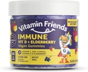 Vitamin Friends - Elderberry, Vitamin C Gummies - Vegan imunitní systém posilovač míchané doplňky - Podpora zdraví w / zinek Citrát & Vitamin D - Pokročilá imunitní podpora - 30 denní dodávky - 1 balení