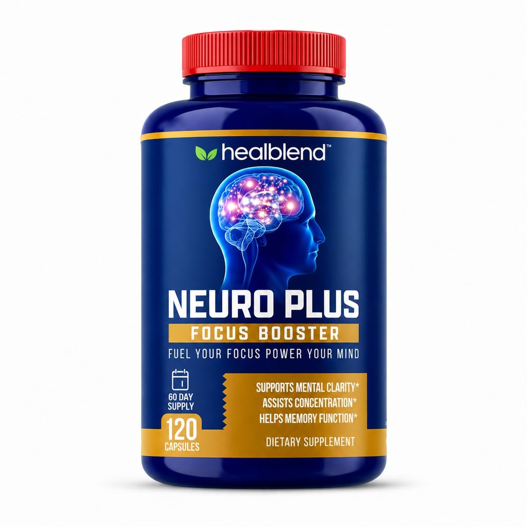 zdravým směsí Neuro Plus Focus Booster - Advanced Brain Support Supplement with Vitamin B6, B12, Folát - Zlepšuje paměť, Koncentrace, Duševní jasnost a kognitivní funkce - 120 Kapsle