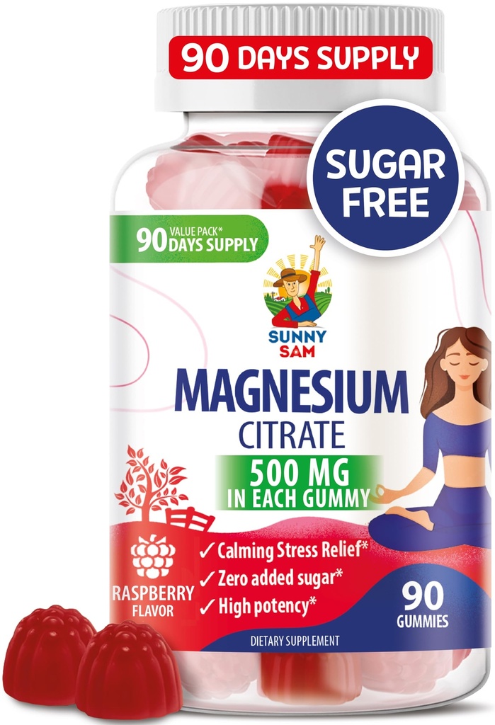 Magnesiové gumy pro děti a dospělé - 500 mg - Klidná žvýkačka hořčíku - Magnesium Citrát Žvýkací doplněk pro nádech a svalovou podporu