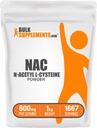 BulkSupplements.com NAC Powder - N- Acetyl Cysteine 600mg, NAC Supplement - Antioxidant Support, Gluten Free - 600mg per Serving, 1667 Servings, 1kg (2,2 kg) (balení po 1)