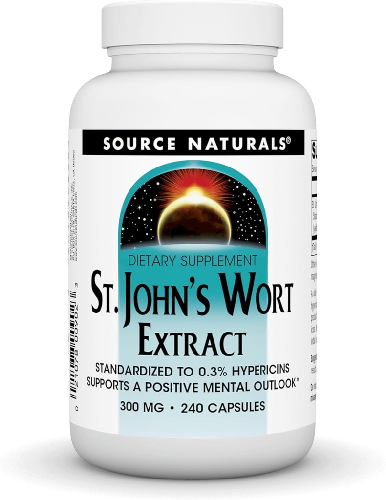 Zdroj Naturals St John 's Wort Extract 300 mg Podporuje pozitivní duševní vzhled - 240 Kapsle