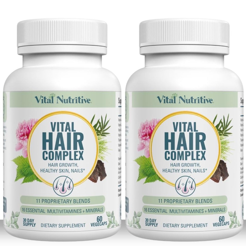 Vitální vlasový komplex - Vlasové růstové vitamíny pro ženy a muže -Biotin & vitamín B -Vlasové růstové doplněk pro zdravé vlasy kůže a nehtů - Hormon & gluten zdarma - Vlasové vitamíny pro ženy