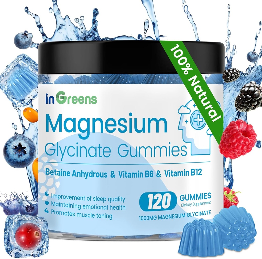 120 Count Magnesium Glycinate Gummies 700mg, Chewable Magnesium Gummies pro dospělé a děti, vysoká absorpce, spánek, Relaxation & Focus Support, Non- GMO, Gluten- free, Smíšené Berry Flavor, 60 Day Supply