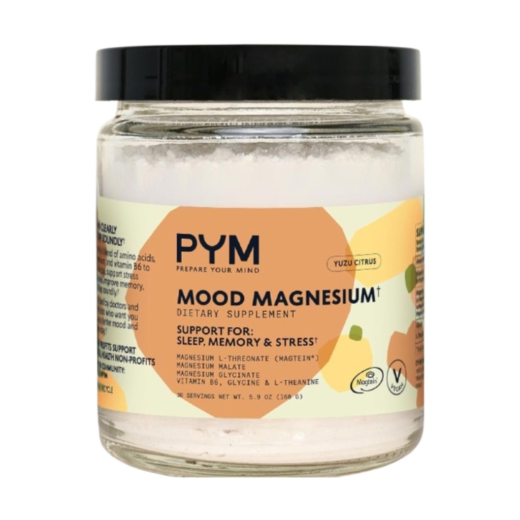 PYM Mood Magnesium Powder (30- Serings) Magnesium Glycinát, L- Threonát & Malate Powder 124; Dodatek podpory a nálady pro stres
