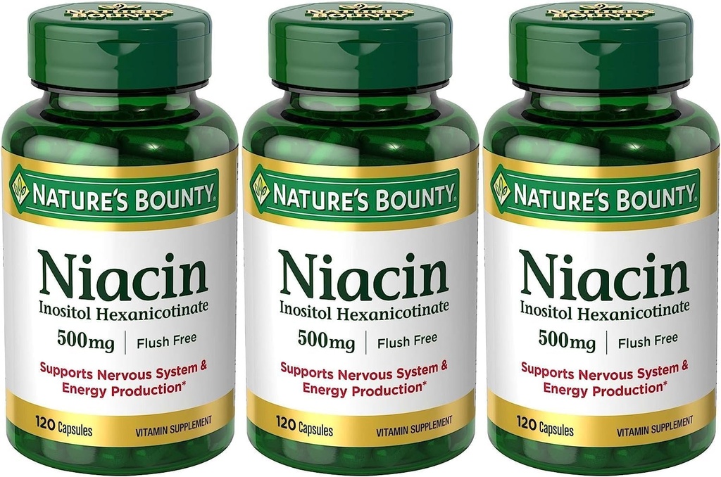 Sada 3 přírodní Bounty Niacin Flush zdarma 500 mg, 120 Kapsle od Maven dárky