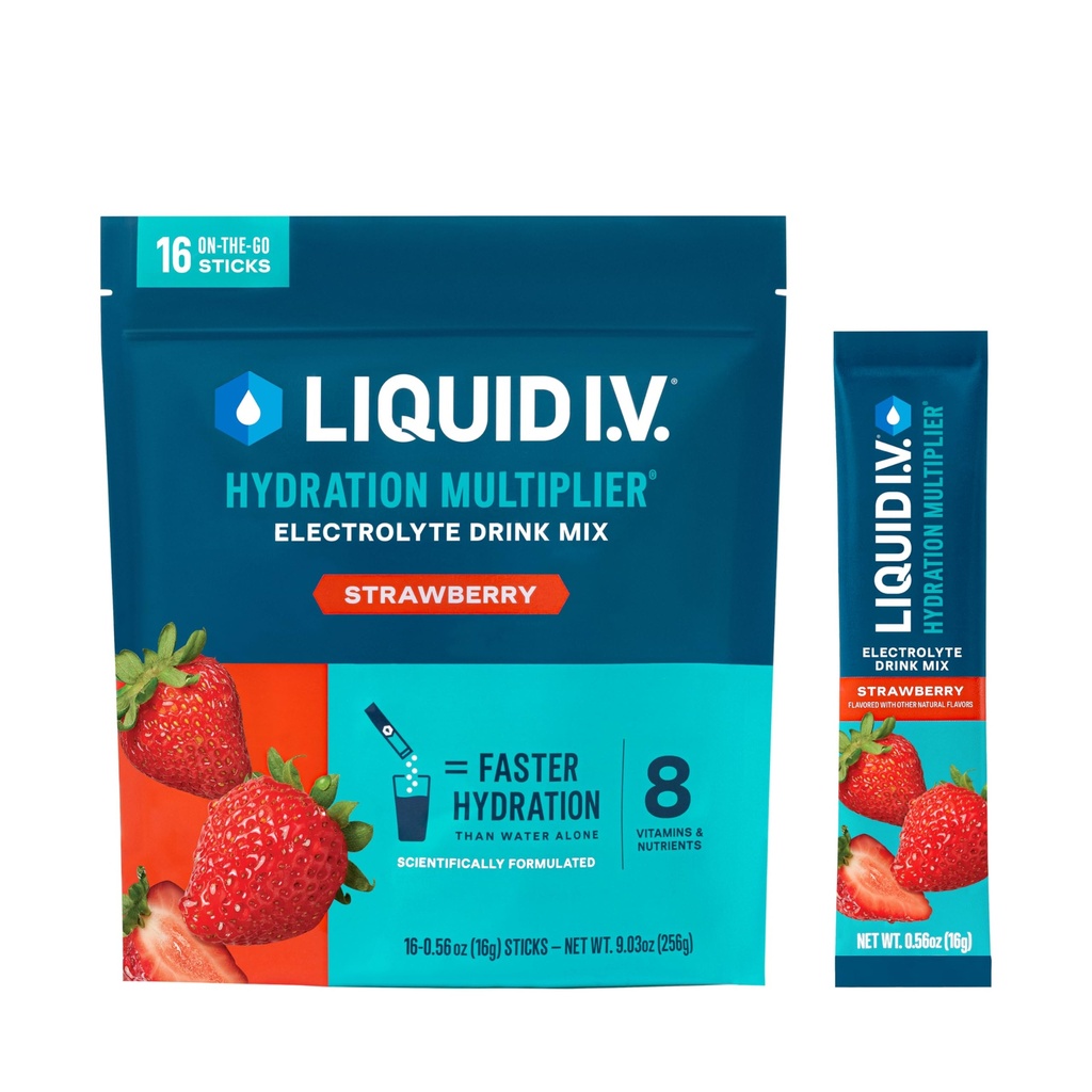 Liquid I.V. ® Hydration Multiplier - Electrolyte Powder Drink Mix 124; 12 Pack (192 Servings) (12 Pack (192 Servings), Jahoda)