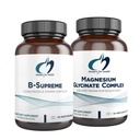 Designy pro zdraví Glycinátový komplex hořčíku (60 kapslí) & B- Supreme (60 kapslí) Bundle - B Vitamin Complex s vysokou absorpcí doplněk hořčíku