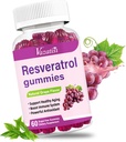 Vysoká čistota Resveratrol Gummies, 98% Trans- Resveratrol s Quercetin, Coq 10, Vitamin C, Reservatrol dodatek pro antioxidant, Anti- Aging, 60 Gummies