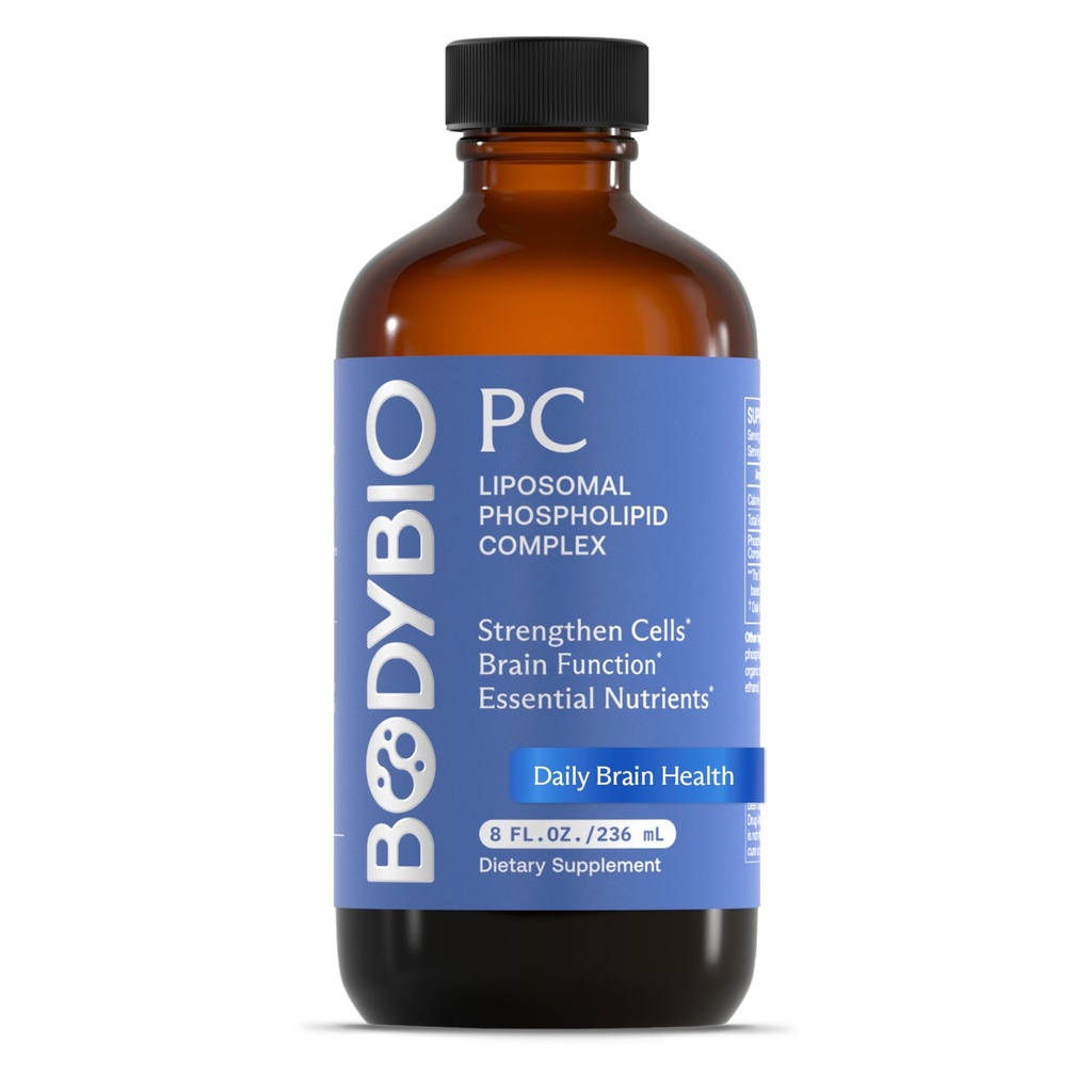 BodyBio PC - Fosfatidylcholin pro zdraví mozku, duševní jasnost, kognitivní funkce, buněčné opravy a zdravé stárnutí, fosfolipidový komplex dodatek pro jemné denní detox