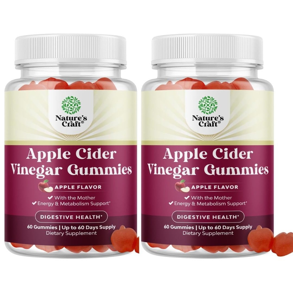 Jablečné octové žvýkačky s doplňkem mateřské přírodní energie ACV gumové s Matkou pro vyčištění těla imunitní podporu a Gut Health- Delicious Gummy ACV doplněk s Beet kořenový prášek 2 balení