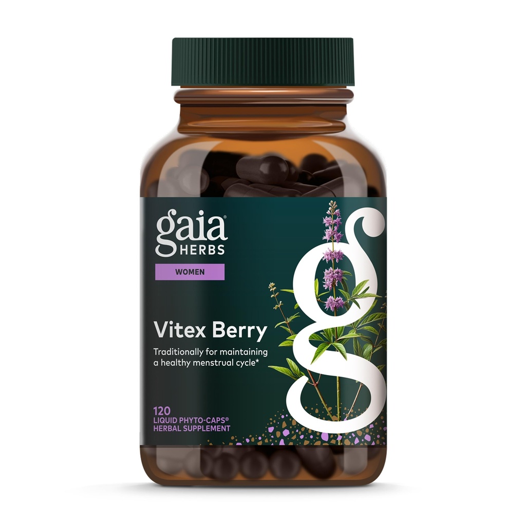 Gaia Herbs Vitex Berry - Podporuje rovnováhu hormonů a plodnost pro ženy - Zdravý Progesteron pro menstruační zdraví - 120 Vegan Caps (60- Day Supply)