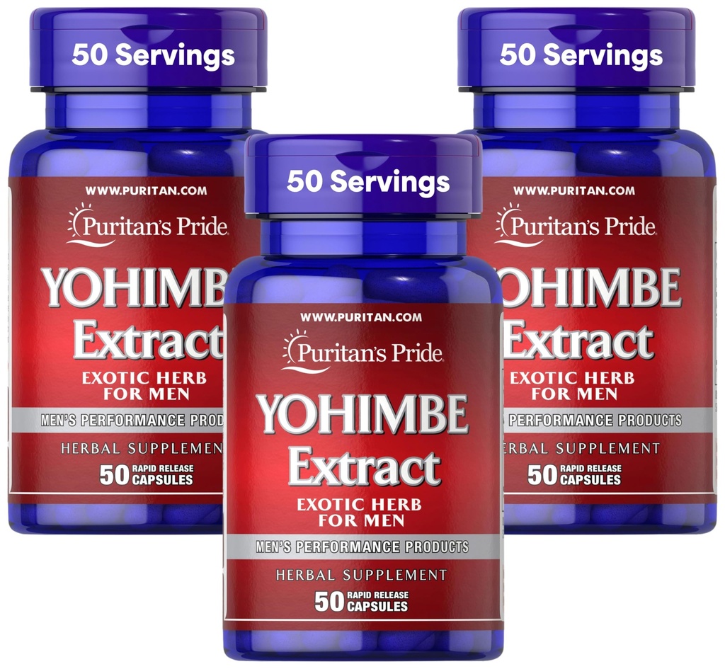 Puritan 's Pride Yohimbe 1000 Mg, 50 Počet, Zeleninová celulosa, Želatina (balení po 3)