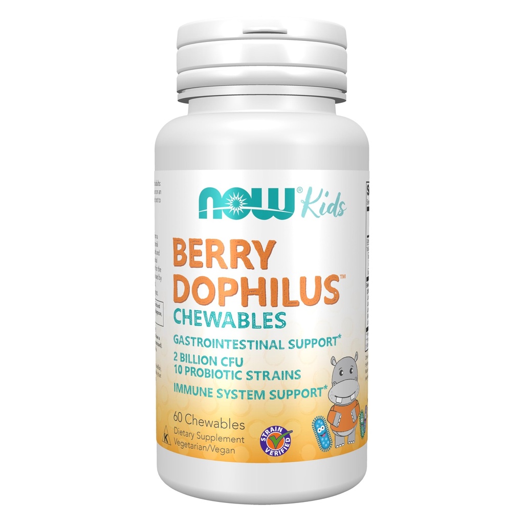 Nyní Potraviny Doplňky, BerryDophilus ™ s 2 biliony, 10 Probiotických proužky, Xylitol Sweeced, Stuin ověřený, 60 Žvýkací, balení se může lišit