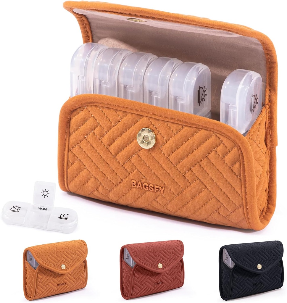BAGSFY Týdenní Pořadatel pilulek 3 krát denně v Cute Fabric Pill Case, Medicine Pill Organizer, Pill Box, Přenosný cestovní Pill Case, Pill Container pro léky, Vitamíny, Rybí oleje, doplňky