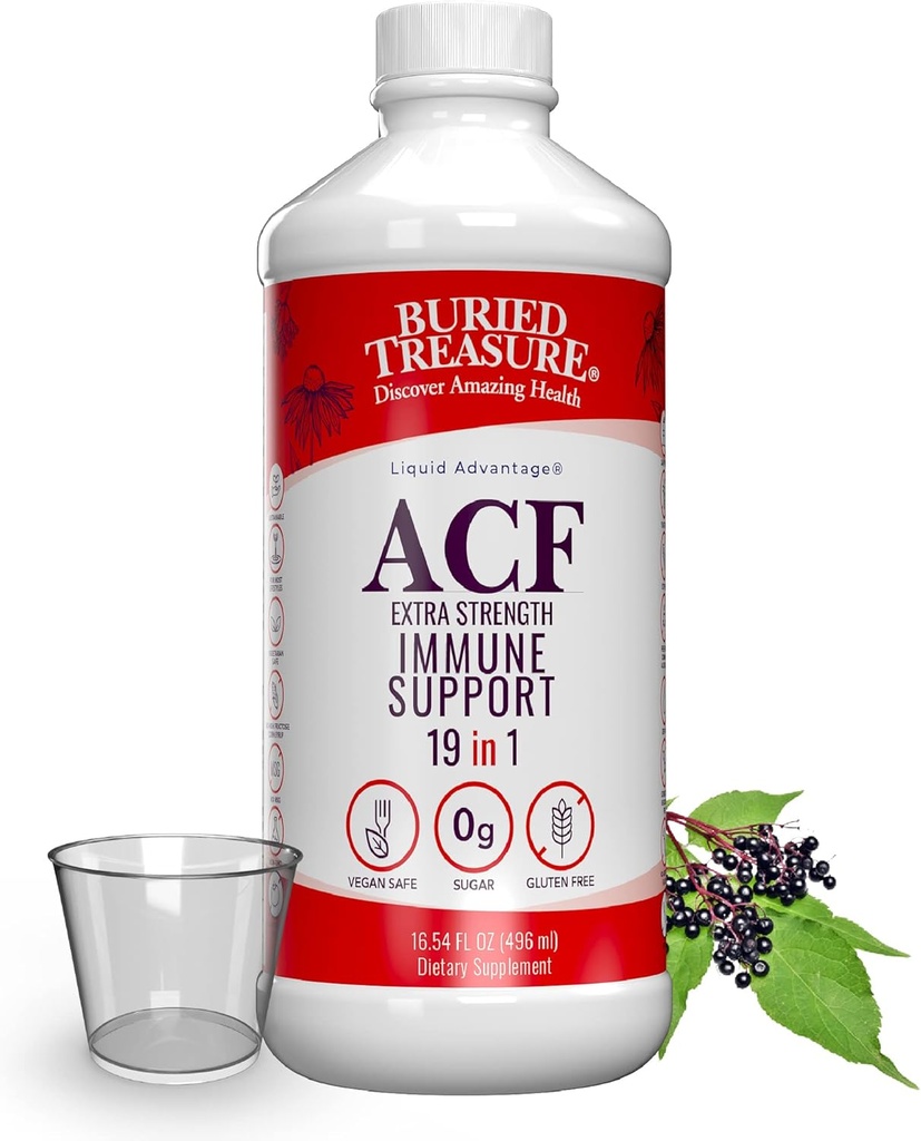 Poklad Poklad ACF Extra Silní Imunitní Podpora, 16oz. s dávkovacím pohárem, Vitamíny a Byliny, Dietní Imunity Boost Dodatek
