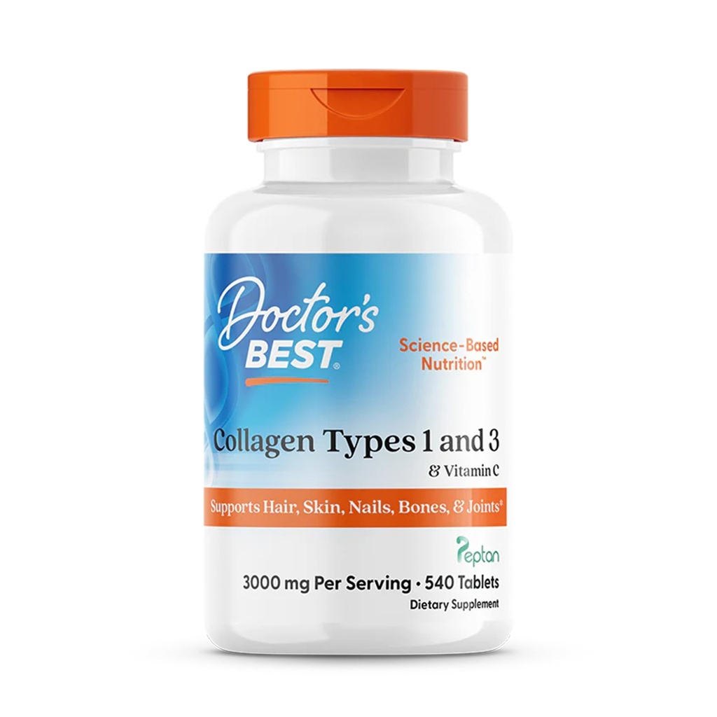 Lékař je nejlepší kolagen typy 1 a 3 s peptan, Non- GMO, gluten zdarma, Soy Free, podporuje vlasy, kůže, nehty, šlachy a kosti, 1000 Mg, 540 tablet