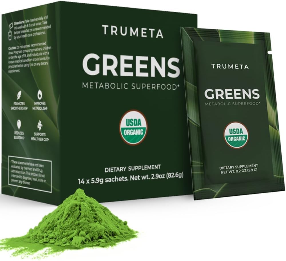 Zelené Powder Cestovní Balíčky - 14 Servings for Memory, Digestion I Best Taste Super Zelené Powder with Organic Spirulina, Goji, Beetroot, Granátová I Vegan, Non- GMO