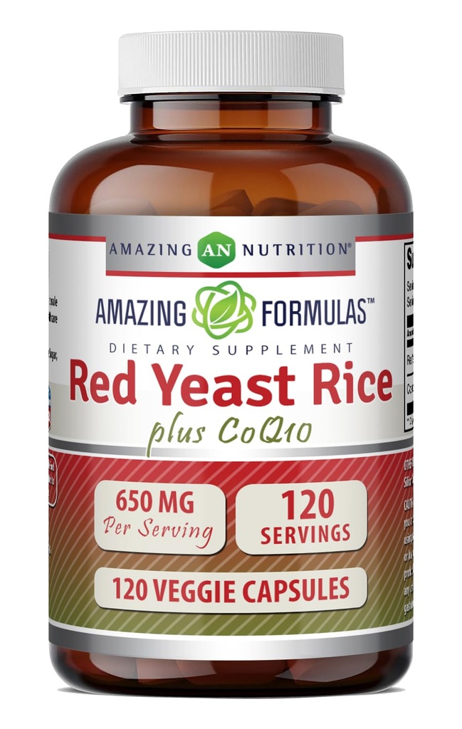 Úžasné předpoklady červená kvasinková rýže 600 Mg Plus Co Q-10 50 Mg 120 Vegetariánské kapsle