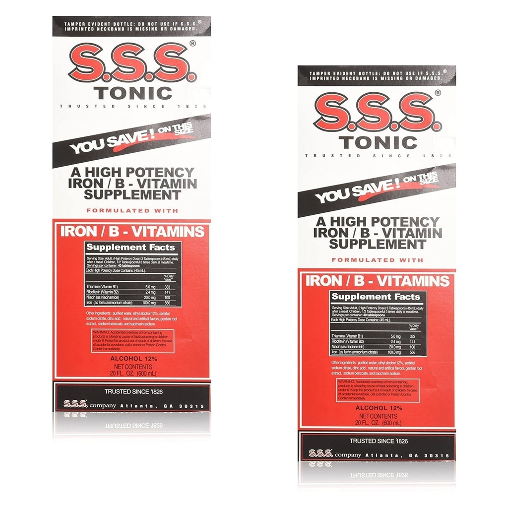 S.S.S. Tonic Iron and Vitamin B Supplement Liquid, Large 20 oz (balení po 2)