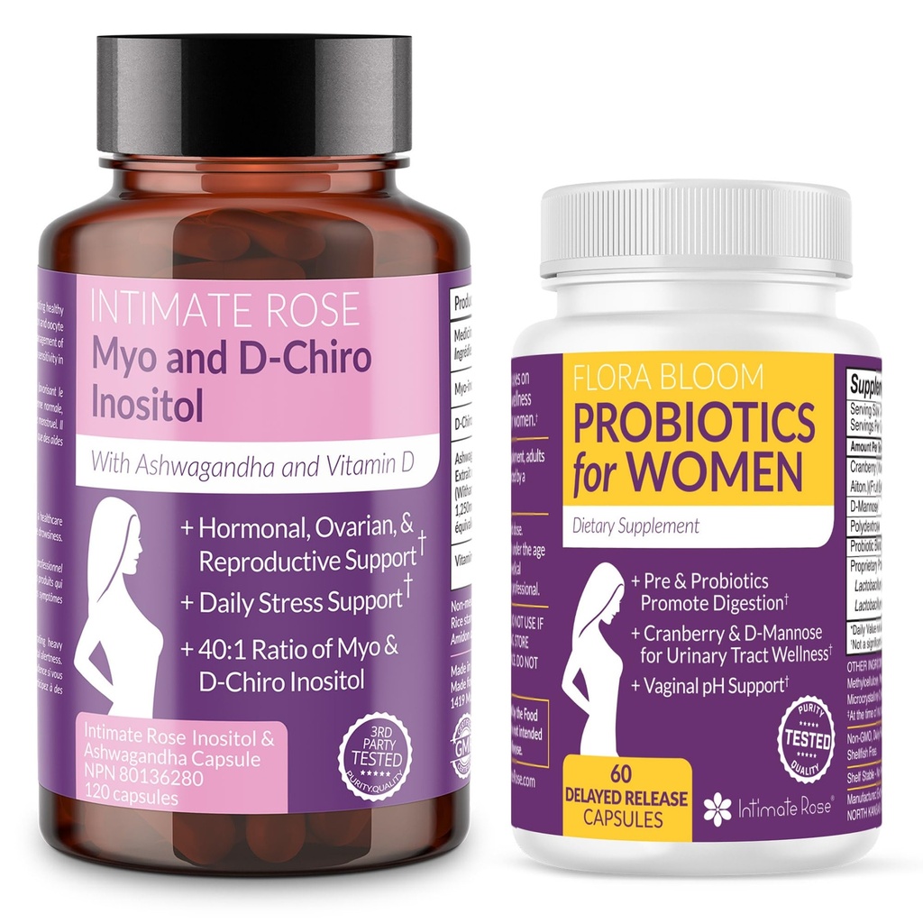 Ušetřete 10% na dámském wellness bundle - Myo- Inositol & D- Chiro Inositol + kompletní vaginální probiotika pro hormonální rovnováhu, gut a vaginální zdraví