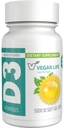 Vegan Life Nutrition - Vitamin D3 Denní kapsle pro dospělé (5000 IU) - Bezlepkové, Non- GMO, Podporuje kostní zdraví a imunitní systém - 60 Kapsle