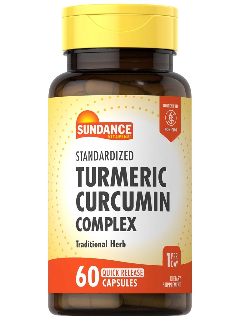 Sundance Turmeric Curcumin Komplex 124; 60 Rychlé uvolnění Kapsle 124; Tradiční Bylinný dodatek 124; Non- GMO a gluten Free Formule