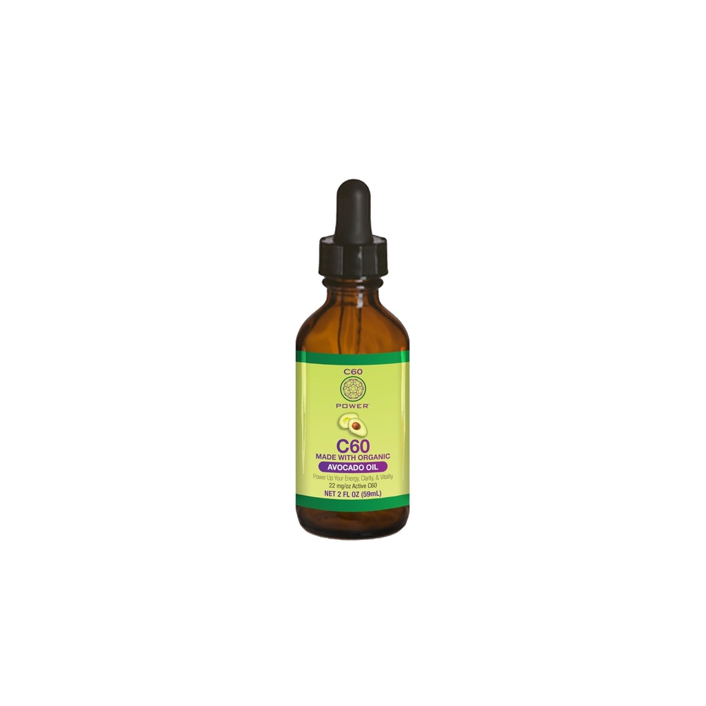 C60 Power C60 in Organic Avocado Oil - Natural Wellness Support for Men & Women, 99.99% Pure Carbon Fullerees, Promotes Energy, Mental Clarity, & Stamina - 2 fl oz Bottle