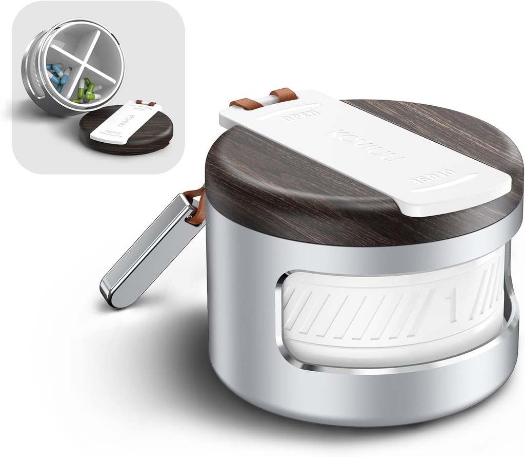 Metal Pill Organizátor 4 krát denně, Denní Pill Box 4 Kompartment, Cestovní Pill Kontejner pro Purse malé Pill pouzdro, Vitamin Holder Organizátor, Přenosný Pillbox pro dodatek k medicíně, Silver