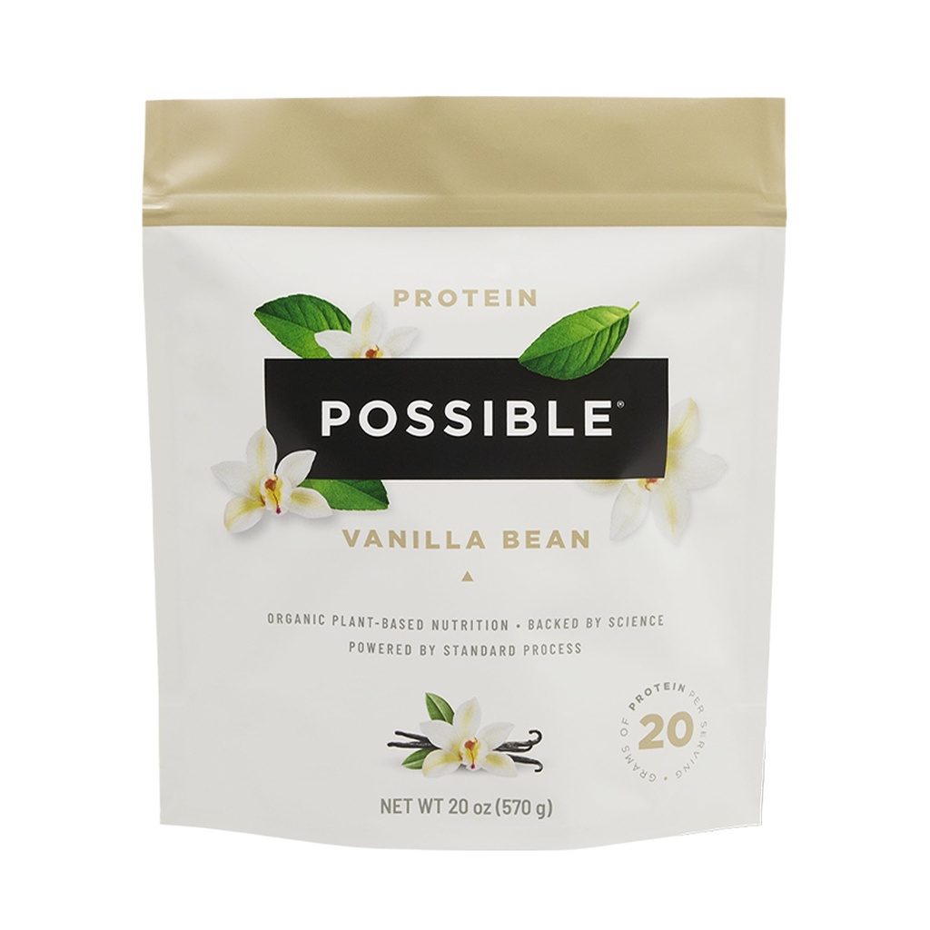 Protein Powder Vanilla Bean - 20g Vegan, Plant- Based Protein Mix - Non- GMO, Non- Dairy, Gluten- Free - 3.5g BCAA - 9 esenciální aminokyseliny - 15- Day Supply - 1 Bag, 15 Servings