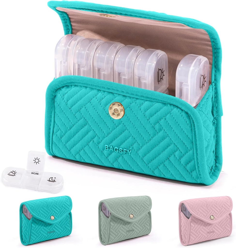 BAGSFY Týdenní Pořadatel pilulek 3 krát denně v Cute Fabric Pill Case, Medicine Pill Organizer, Pill Box, Přenosný cestovní Pill Case, Pill Container pro léky, Vitamíny, Rybí oleje, doplňky