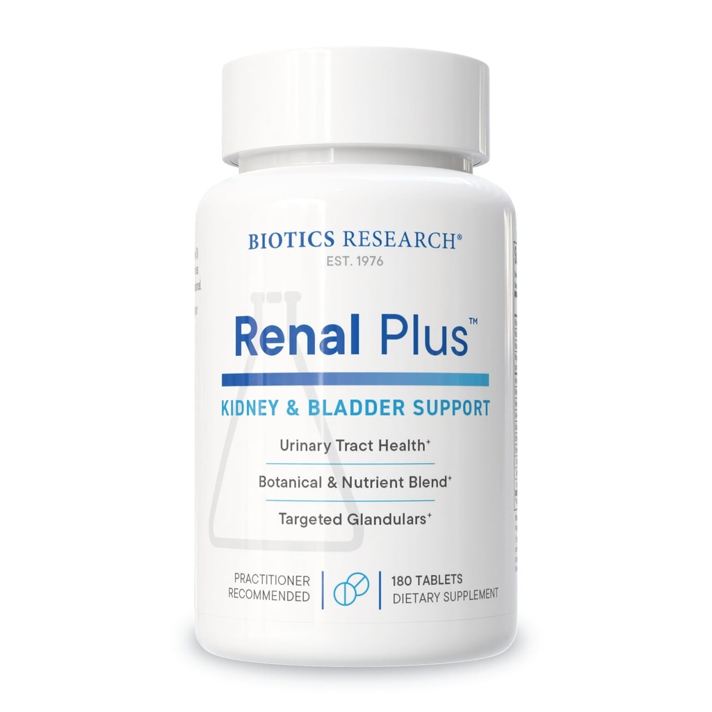 Biotics Research Renal Plus - Botanická, zemská a nutriční podpora pro optimální funkci ledvin. Ledviny Zdraví & Podporuje Urologické funkce - Ulva ursi, Buchu Leaf, Echinacea, Cranberry- 180Tabs