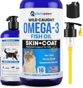 Omega 3 Rybí olej pro kočky - Lepší než lososový olej pro kočky - Kočičí + Kočičí vitamíny a doplňky - Zdravotní zásoby - Kočičí lupy Léčba - Tekutý rybí olej pro zvířata v zájmovém chovu - Kočičí kůže