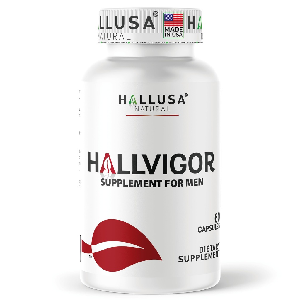 "N/A" Hallusa Natural HALLVIGOR Men’s Daily Multivitamin – Korean Ginseng, Damiana, Saw Palmetto, Biotin, B Complex, Zinc, Royal Jelly – 60 Capsules