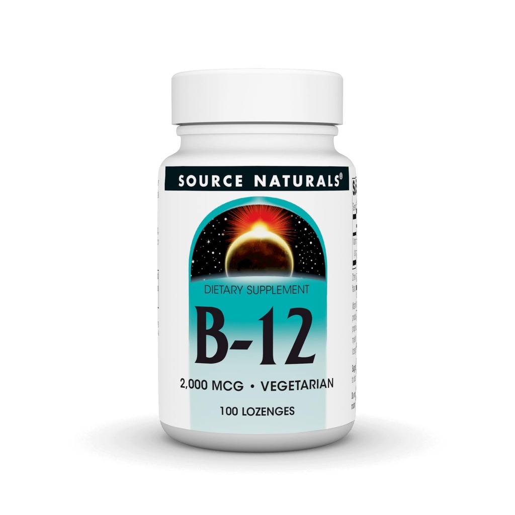 Zdroj Naturals Vitamin B-12, 2000 mcg Podporuje výrobu energie - 100 Lozengů