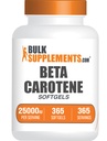 BulkSupplements.com Beta karotene 25000 IU Softgels - Vitamin A dodatek, Beta karotene doplňky - pro oční podporu, gluten zdarma, 1 Softgel per Serving, 365 Počet (balení po 1)