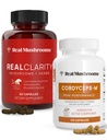 Skutečné houby RealClarity (60ct) a Cordyceps (120ct) Kapsle Bundle - Houbový dodatek pro duševní jasnost, Focus, Energy & Vitality - Vegan, Non- GMO, Ověřené úrovně Beta- Glucans