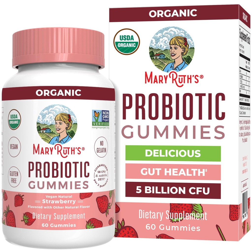MARYRUTH 'S USDA Organic Probiotic Gummies Probiotic Digital Support 124; Imunitation Supplementary 124; Digestive & Gut Health Supplement PHAR124; 5 Billion CFU PHAR124; Vegan PHAR124; Non- GMO PHAR124; Gluten Free PHAR124; 60 Count