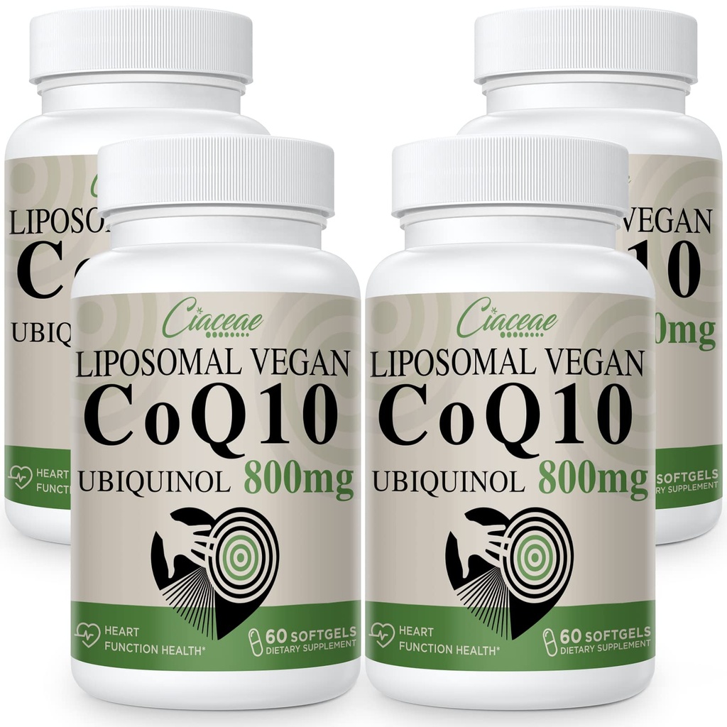 Lipozomální CoQ10 800mg Ubiquinol Softgel, Max Absorpce Ubiquinol Coenzym Q10, Ubiquinol CoQ10 dodatek pro antioxidant, srdeční funkce a výrobu energie, čistý CoQ10 800mg, 240 Vegan Softgels