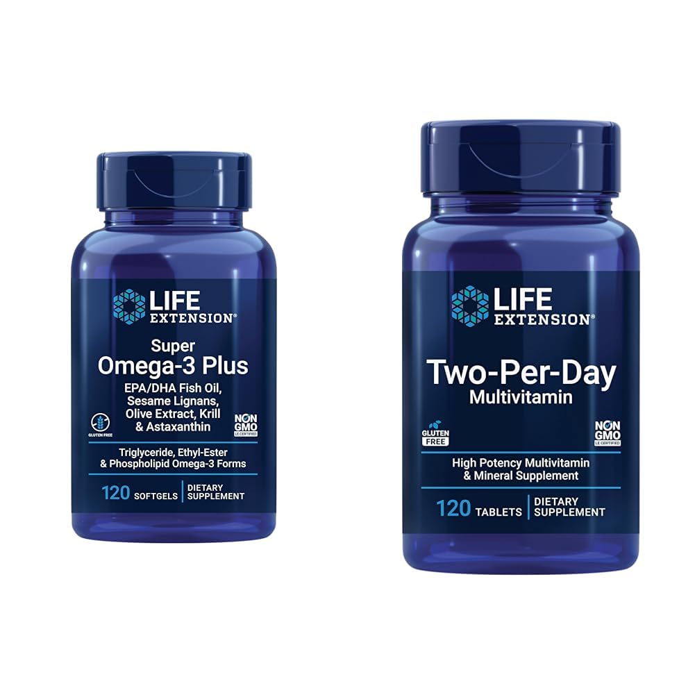 Life Extension Super Omega33 Plus EPA / DHA Fish Oil, Sezame Lignans & Two-Per- Day High Potency Multi- Vitamin & Mineral Supplement