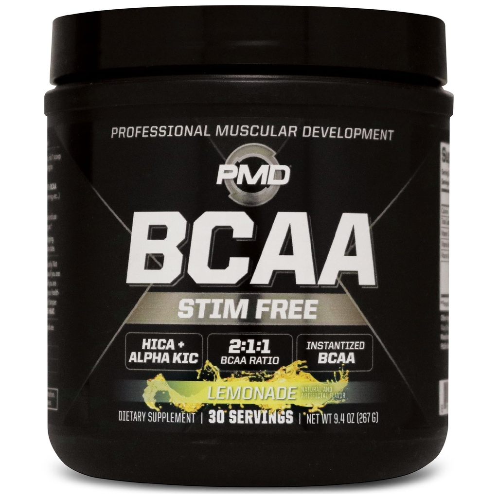 PMD Sports BCAA Stim- Free Amino Acids - Lepší výkon cvičení, lepší zotavení, Denní energie, budování svalů, a Svalové Sparing - BCAA Powder Drink Mix - Lemonade (30 Služeb)