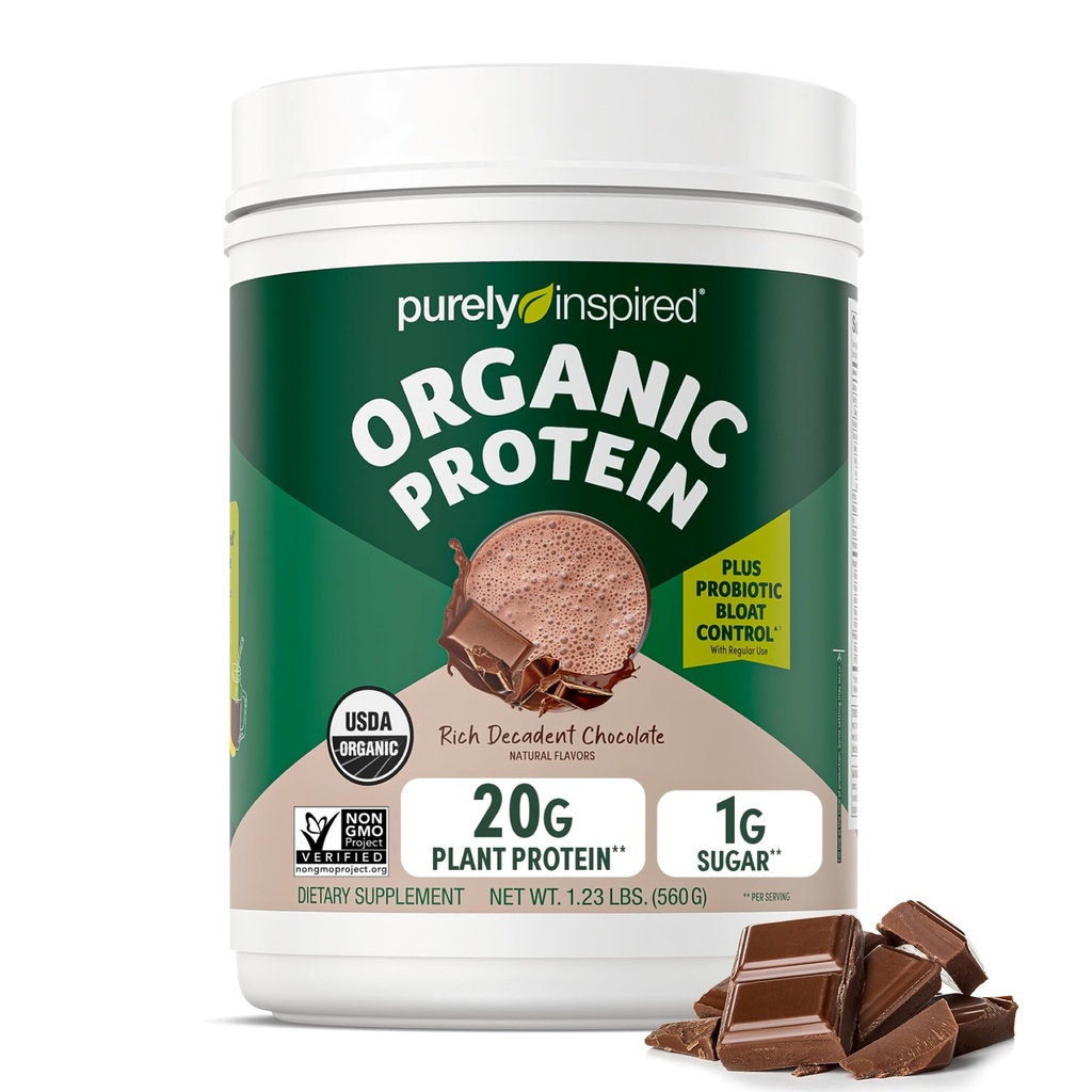 Čistě inspirovaný proteinový prášek na bázi plantantu pro muže a ženy, bohatá dekadentní čokoláda (16 Služeb) - Vegan & Organic - 20g proteinového prášku na smoothies & shakes - Dairy- Free, & gluten- Free