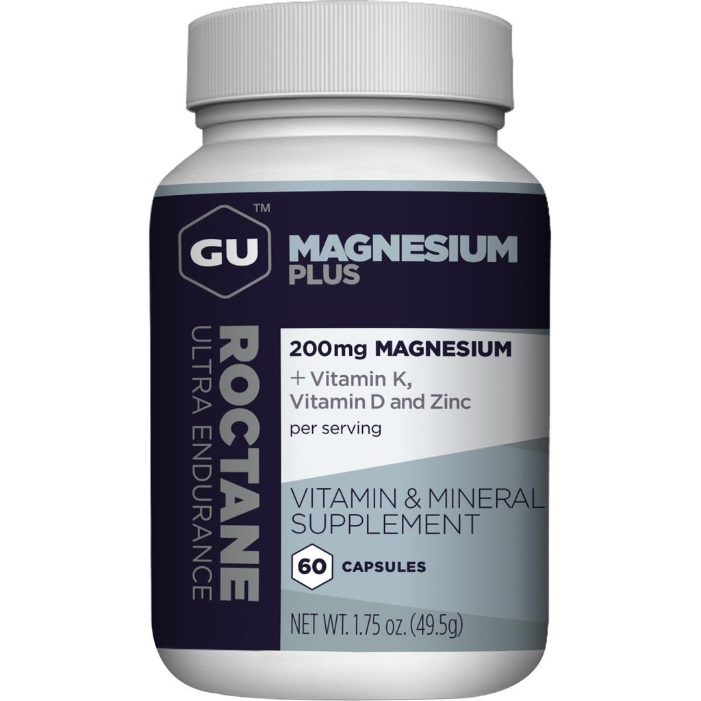 GU Energy Roctan Magnesium Plus Kapsle s vitamínem K, D a zinek, Informovaná volba, Recovery Support After any Workout, 60- Count Bottle (1- Month Supply)