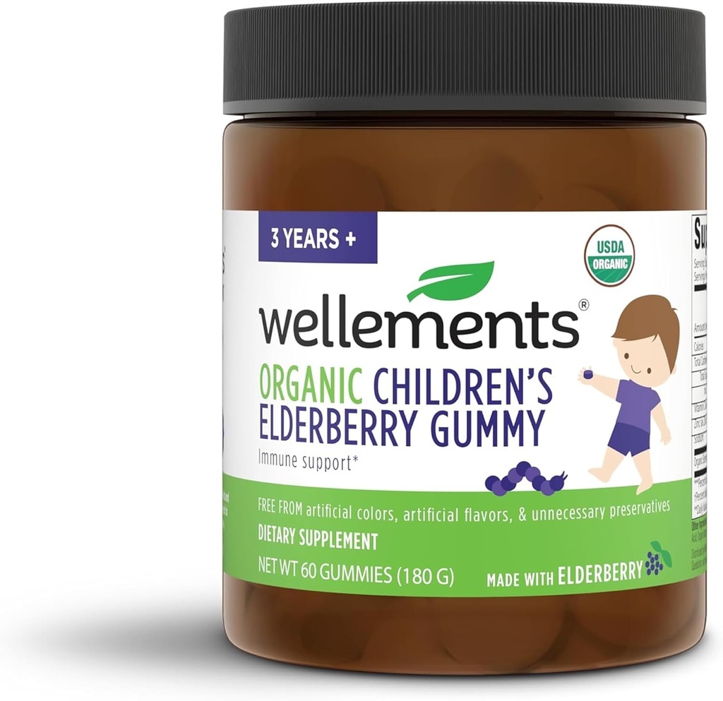 Úspěchy Organic Children 's Elderberry Gummy 124; Daily Kids Imunitary Support Gummies *, Made with Vitamin C and Zinek, USDA Certified Organic, No Umělé Barvy 124; 2 Roky +, 60 Počet