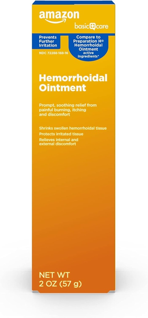 Basic Care Hemeroid Ointment, Hemeroid Léčba, Reliéf bolesti, Zmírňuje pálení, Svědění a nepohodlí, 2 unce (Balení po 1)